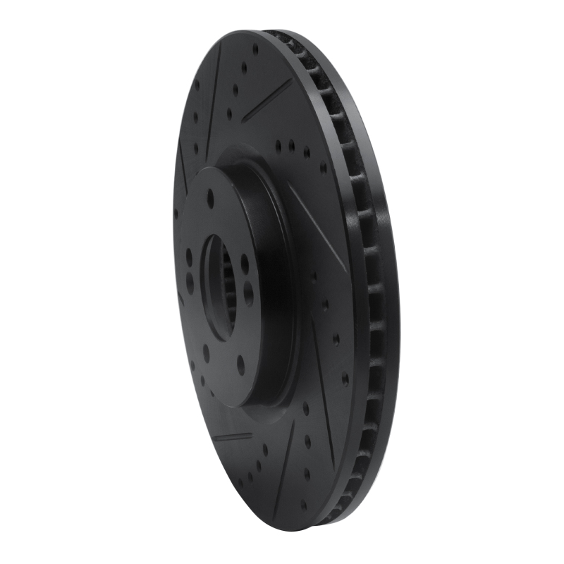 Hyundai Veracruz Brake Rotor (1) - Front Left - R1 Concepts - Drilled & Slotted - Black - `07-`12